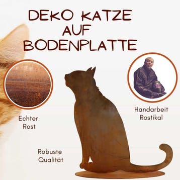 Metalen decoratie kat zittend in patina, Verzenden, Nieuw