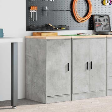 vidaXL Garagekast 40x51x85 cm massief grenenhout betongrijs, Verzenden, Nieuw