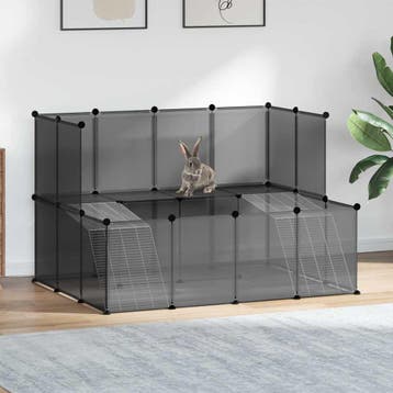 vidaXL Dierenhok klein 143x107x93 polypropeen en staal zwart, Verzenden, Nieuw