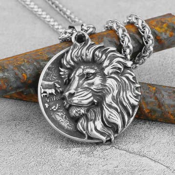 RVS Leeuw Viking Hanger Ketting - Nordic Odin Amulet voor Ma