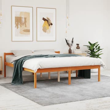 vidaXL Seniorenbed massief grenenhout wasbruin 160x200 cm, Bruin, Verzenden, 200 cm, 160 cm