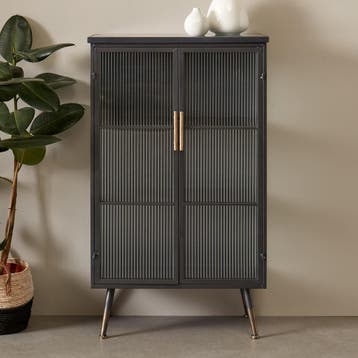 *WOONWINKEL* Kare Design Gomera Zwarte Wandkast Met Geribbel, Huis en Inrichting, Kasten | Wandmeubels, Verzenden, Nieuw
