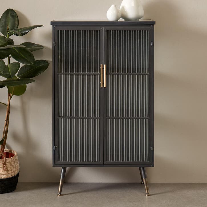 *WOONWINKEL* Kare Design Gomera Zwarte Wandkast Met Geribbel, Huis en Inrichting, Kasten | Wandmeubels, Nieuw, Verzenden