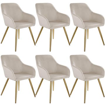 Eetkamerstoel Marilyn fluweellook, gouden poten - taupe/goud, Huis en Inrichting, Stoelen, Verzenden, Nieuw