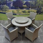 Capri Riccione dining tuinset 110 cm rond 6-delig grijs, Tuin en Terras, Ophalen of Verzenden, Nieuw, Wicker