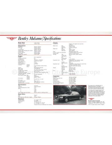 1987 BENTLEY PROGRAMMA BROCHURE DUITS, Nieuw, Author