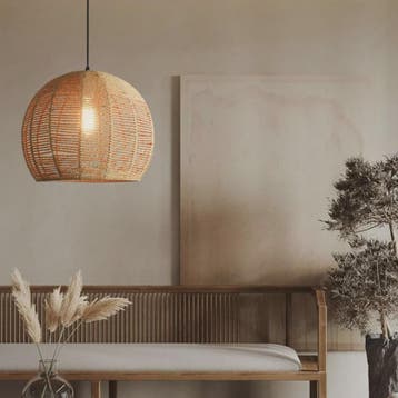 Handgeweven Rotan Hanglamp - Boho Stijl Papier Touw Plafondl, Verzenden, Nieuw