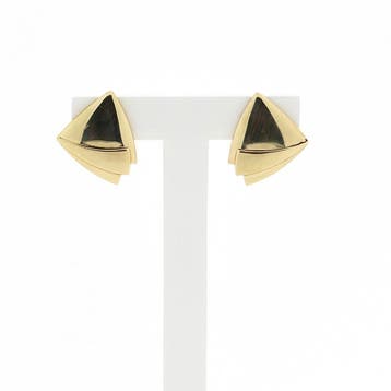 Vintage gouden abstracte oorclips (Oorbellen), Sieraden, Tassen en Uiterlijk, Oorbellen, Ophalen of Verzenden, Gebruikt, Goud