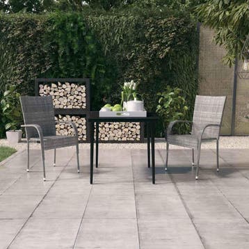 vidaXL 3-delige Tuinset grijs en zwart, Tuin en Terras, Verzenden, Nieuw, 2 zitplaatsen, Tuinset