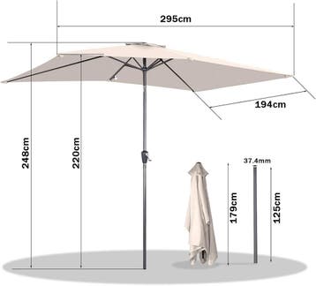 2dekans | Angel Living Parasol - Rechthoekig - 200 x 300 cm, Ophalen of Verzenden, Zo goed als nieuw