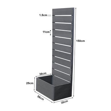 Plantenbak met tuinscherm Heerde HKC 150x56x38 cm grijs [en., Verzenden, Nieuw