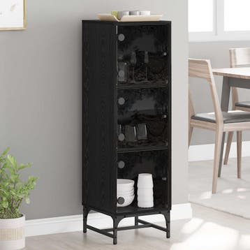 vidaXL Dressoir Zwart Eiken 35 x 37 x 117 cm, Verzenden, Nieuw, Overige houtsoorten, Minder dan 50 cm