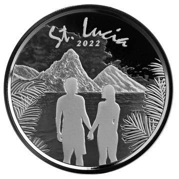 EC8 - St. Lucia Romantic Couple 1 oz 2022 (25.000 oplage), Verzenden, Midden-Amerika, Losse munt, Zilver