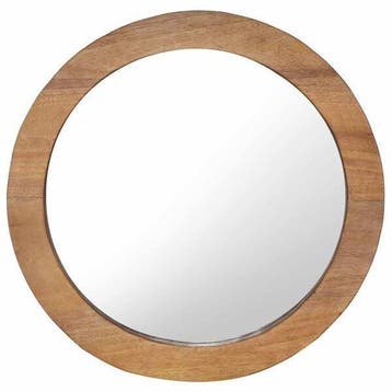 Handgemaakte ronde spiegel van teakhout - 56% voordeel, Rond, Ophalen of Verzenden, Zo goed als nieuw, Minder dan 100 cm