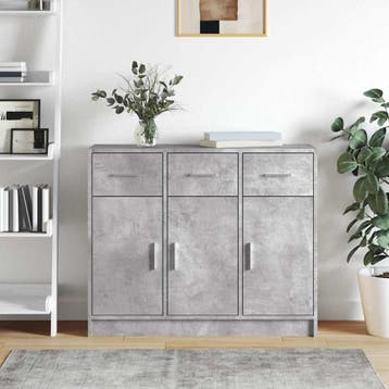 vidaXL Dressoir 91x28x75 cm bewerkt hout betongrijs, Huis en Inrichting, Verzenden, Nieuw, Overige houtsoorten, Minder dan 50 cm