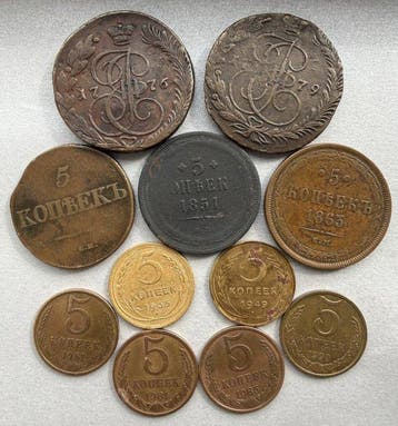 Rusland. 5 Kopeks 12x 1776/2012 - Collection from different