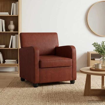 vidaXL Fauteuil Antiek glanzend bruin Kunstleer, Huis en Inrichting, Verzenden, Nieuw