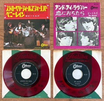 Beatles - Set of 2 Japanese Red Vinyl Singles - Odeon - RARE, Nieuw in verpakking