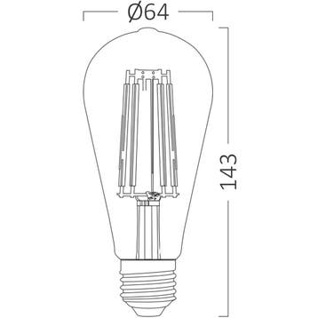 LED Lamp E27 Edison Filament - Brinton - Amber 6W 540lm -, Led-lamp, Soft of Flame, Nieuw, E27 (groot)