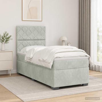 vidaXL Boxspringbed met matras met hoofdeinde Lichtgrijs, Verzenden, Nieuw, Stof