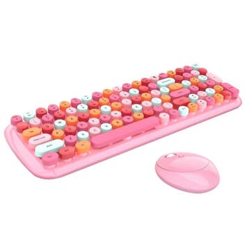 Candy XR Kleur Draadloos Toetsenbord en Muisset - Roze Mixkl, Verzamelen, Verzenden, Nieuw