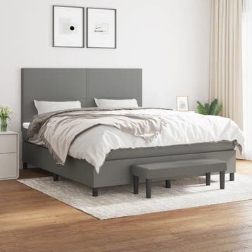 vidaXL Boxspring met matras stof donkergrijs 180x200 cm, Eenpersoons, Verzenden, Nieuw, 80 cm