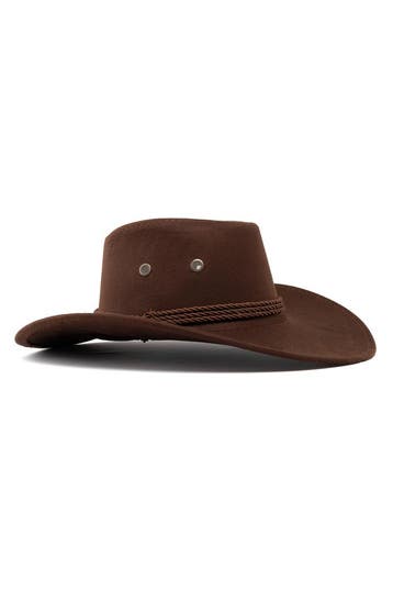 KIMU® Cowboyhoed Donkerbruin Suedelook Lichtgewicht Donkerbr, Ophalen of Verzenden, Nieuw, Overige maten, Carnaval