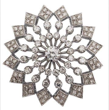 Broche - 18 karaat Witgoud Diamant (Natuurlijk)