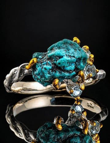 Turkoois Statement Ring - 925 Sterlingzilver - Organisch