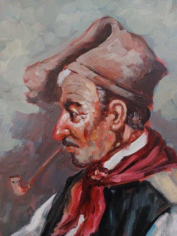Antonio Lanzillo (1950) - Ritratto di uomo con pipa