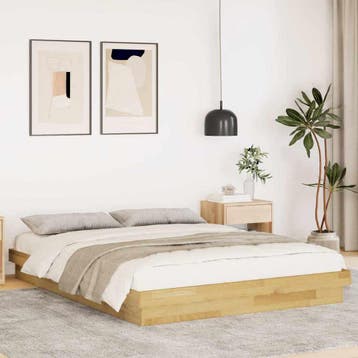 vidaXL Bedframe zonder matras 150x200 cm massief hout eiken, Huis en Inrichting, Slaapkamer | Bedden, Bruin, Verzenden, Overige maten