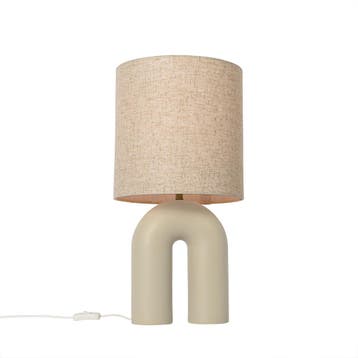 Scandinavische tafellamp beige met linnen kap beige - Lotti, Verzenden, Nieuw, Kunststof