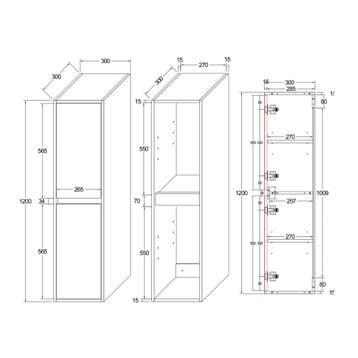 Kolomkast Aquasplash Retro 120 cm Licht Bruin, Huis en Inrichting, Badkamer | Badkamermeubels, Ophalen of Verzenden, Nieuw