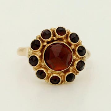 Ring - 14 karaat Geel goud Granaat, Nieuw