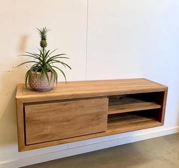 Zwevend TV meubel | teak hout | 130 tm 300cm | v.a. €475, Ophalen of Verzenden, Nieuw, Teakhout