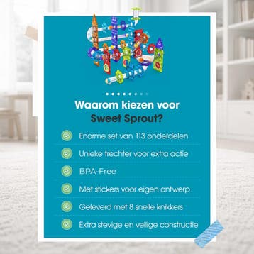 Magnetic Tiles - Knikkerbaan 113 stuks - Speelgoed -, Ophalen of Verzenden, Zo goed als nieuw