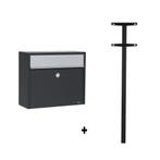 Allux LT150 brievenbus met paal 1003 staal - zwart met, Tuin en Terras, Verzenden, Nieuw