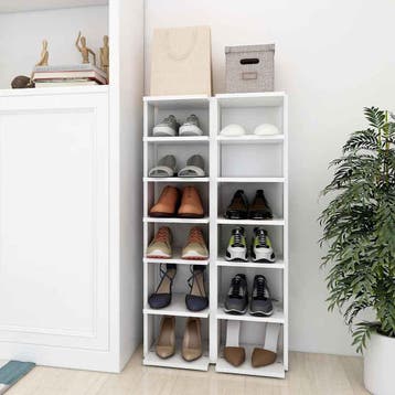 vidaXL Schoenenkasten 2 st 27,5x27x102 cm bewerkt hout wit, Huis en Inrichting, Verzenden, Nieuw