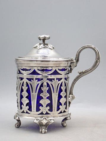 Christofle, Baccarat - Pot - mosterdpot - Verzilverd, Glas