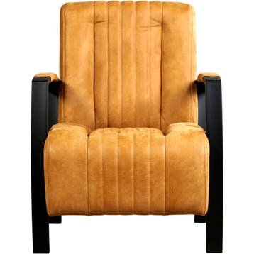 Leren fauteuil Glamour - Kenia Cognac (cognac), Nieuw, Ophalen of Verzenden, 50 tot 75 cm, Industrieel, Modern, Retro