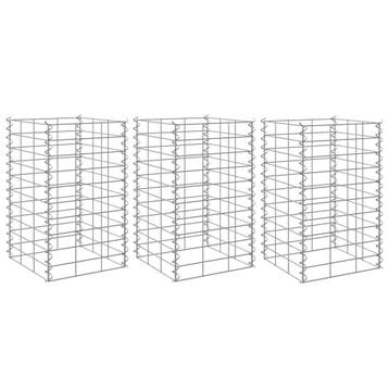 vidaXL Gabion plantenbakken 3 st verhoogd 30x30x50 cm ijzer, Verzenden, Minder dan 60 cm, Nieuw, Metaal
