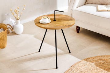 Handgemaakte bijzettafel SIMPLY CLEVER 60cm naturel, Ophalen of Verzenden, Nieuw
