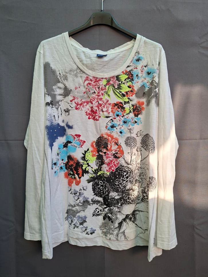 Cecil longsleeve wit bloemenprint maat XXL, Kleding | Dames, T-shirts, Wit, Maat 46/48 (XL) of groter, Zo goed als nieuw, Lange mouw