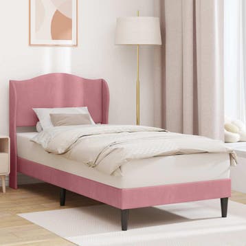 vidaXL Bedframe met hoofdeinde Roze 100 x 200 cm Fluweel, Verzenden, Nieuw, Eenpersoons, Stof