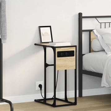 vidaXL Nachtkastje Sonoma Eiken 41,5 x 26 x 60,5 cm Bewerkt, Minder dan 45 cm, Verzenden, Nieuw, 55 tot 70 cm