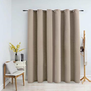 vidaXL Gordijn verduisterend met metalen ringen 290x245 cm, Verzenden, Nieuw, Beige