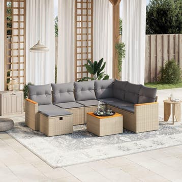 vidaXL 8-delige Loungeset met kussens poly rattan gemengd, Tuin en Terras, Verzenden, Nieuw, Loungeset