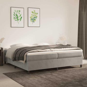 vidaXL Boxspring bed 200x200 cm fluweel lichtgrijs, Verzenden, Overige maten, 200 cm, Nieuw