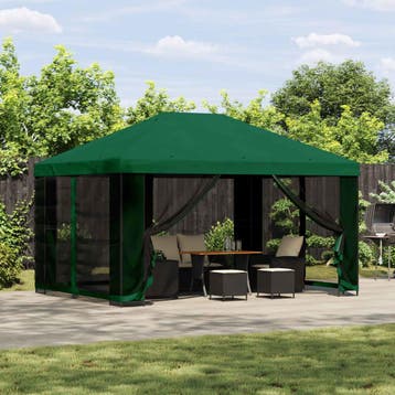 vidaXL Tuin Gazebo met Zijwanden 4 × 3 m Groen Polyester en, Tuin en Terras, Verzenden, Nieuw
