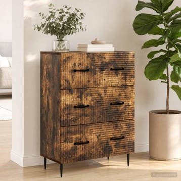 vidaXL Ladenkast Gerookt eiken 66 x 34,5 x 89,5 cm Bewerkt, Verzenden, Nieuw